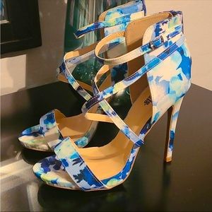 Charlotte Russe Blue Floral Heels